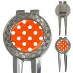 Polka Dots - White on Tangelo Orange 3-in-1 Golf Divot