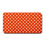 Polka Dots - White on Tangelo Orange Medium Bar Mat