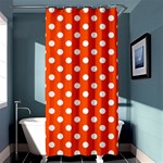 Polka Dots - White on Tangelo Orange Shower Curtain 36  x 72  (Stall)