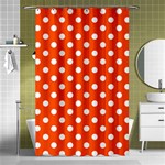 Polka Dots - White on Tangelo Orange Shower Curtain 48  x 72  (Small)