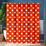 Polka Dots - White on Tangelo Orange Shower Curtain 60  x 72  (Medium)