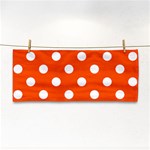 Polka Dots - White on Tangelo Orange Hand Towel