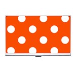 Polka Dots - White on Tangelo Orange Business Card Holder