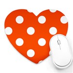 Polka Dots - White on Tangelo Orange Heart Mousepad