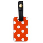 Polka Dots - White on Tangelo Orange Luggage Tag (One Side)