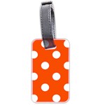 Polka Dots - White on Tangelo Orange Luggage Tag (Two Sides)