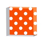 Polka Dots - White on Tangelo Orange 4 x 4  Acrylic Photo Block