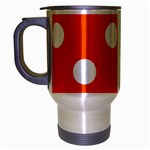 Polka Dots - White on Tangelo Orange Travel Mug (Silver Gray)