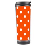 Polka Dots - White on Tangelo Orange Travel Tumbler