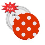 Polka Dots - White on Tangelo Orange 2.25  Button (10 pack)
