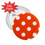 Polka Dots - White on Tangelo Orange 2.25  Button (100 pack)