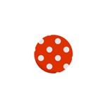 Polka Dots - White on Tangelo Orange 1  Mini Magnet
