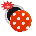 Polka Dots - White on Tangelo Orange 2.25  Magnet (100 pack)