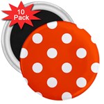 Polka Dots - White on Tangelo Orange 3  Magnet (10 pack)