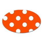 Polka Dots - White on Tangelo Orange Magnet (Oval)