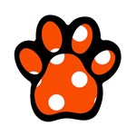 Polka Dots - White on Tangelo Orange Magnet (Paw Print)