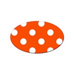 Polka Dots - White on Tangelo Orange Sticker Oval (10 pack)