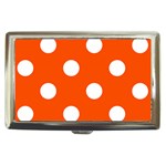 Polka Dots - White on Tangelo Orange Cigarette Money Case