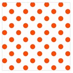 Polka Dots - Tangelo Orange on White Large Satin Scarf (Square)