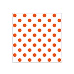Polka Dots - Tangelo Orange on White Satin Bandana Scarf
