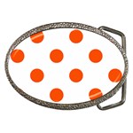 Polka Dots - Tangelo Orange on White Belt Buckle