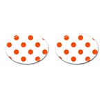 Polka Dots - Tangelo Orange on White Cufflinks (Oval)