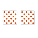 Polka Dots - Tangelo Orange on White Cufflinks (Square)