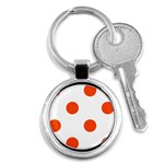 Polka Dots - Tangelo Orange on White Key Chain (Round)