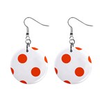 Polka Dots - Tangelo Orange on White 1  Button Earrings