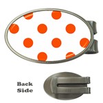 Polka Dots - Tangelo Orange on White Money Clip (Oval)