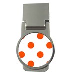 Polka Dots - Tangelo Orange on White Money Clip (Round)