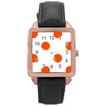 Polka Dots - Tangelo Orange on White Rose Gold Leather Watch