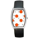 Polka Dots - Tangelo Orange on White Barrel Style Metal Watch