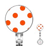 Polka Dots - Tangelo Orange on White Stainless Steel Nurses Watch