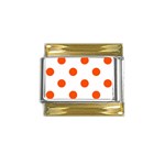 Polka Dots - Tangelo Orange on White Gold Trim Italian Charm (9mm)