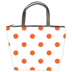 Polka Dots - Tangelo Orange on White Bucket Bag
