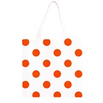 Polka Dots - Tangelo Orange on White Grocery Light Tote Bag