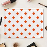 Polka Dots - Tangelo Orange on White Cosmetic Bag (XL)