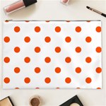 Polka Dots - Tangelo Orange on White Cosmetic Bag (XXL)