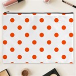Polka Dots - Tangelo Orange on White Cosmetic Bag (XXXL)