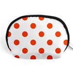 Polka Dots - Tangelo Orange on White Accessory Pouch (Medium)