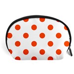 Polka Dots - Tangelo Orange on White Accessory Pouch (Large)