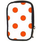Polka Dots - Tangelo Orange on White Compact Camera Leather Case