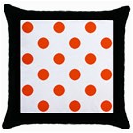 Polka Dots - Tangelo Orange on White Throw Pillow Case (Black)