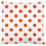 Polka Dots - Tangelo Orange on White Large Cushion Case (One Side)