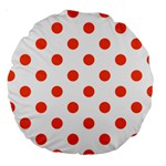 Polka Dots - Tangelo Orange on White Large 18  Premium Round Cushion