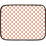 Polka Dots - Tangelo Orange on White Fleece Blanket (Mini)