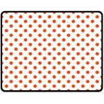 Polka Dots - Tangelo Orange on White Double Sided Fleece Blanket (Medium) (Two Sides)