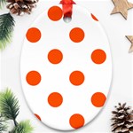 Polka Dots - Tangelo Orange on White Ornament (Oval)