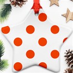 Polka Dots - Tangelo Orange on White Star Ornament (Two Sides)